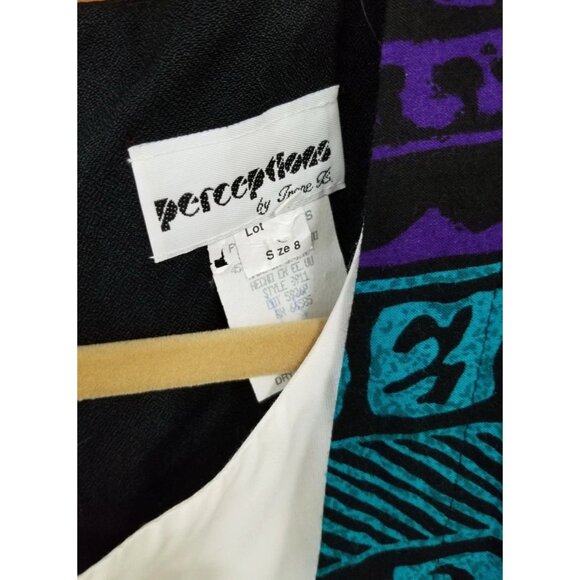 Perceptions By Irene B. Faux Vest/Layers Belted Dres Women's Sz 8 Vtg 1980s - Picture 4 of 6
